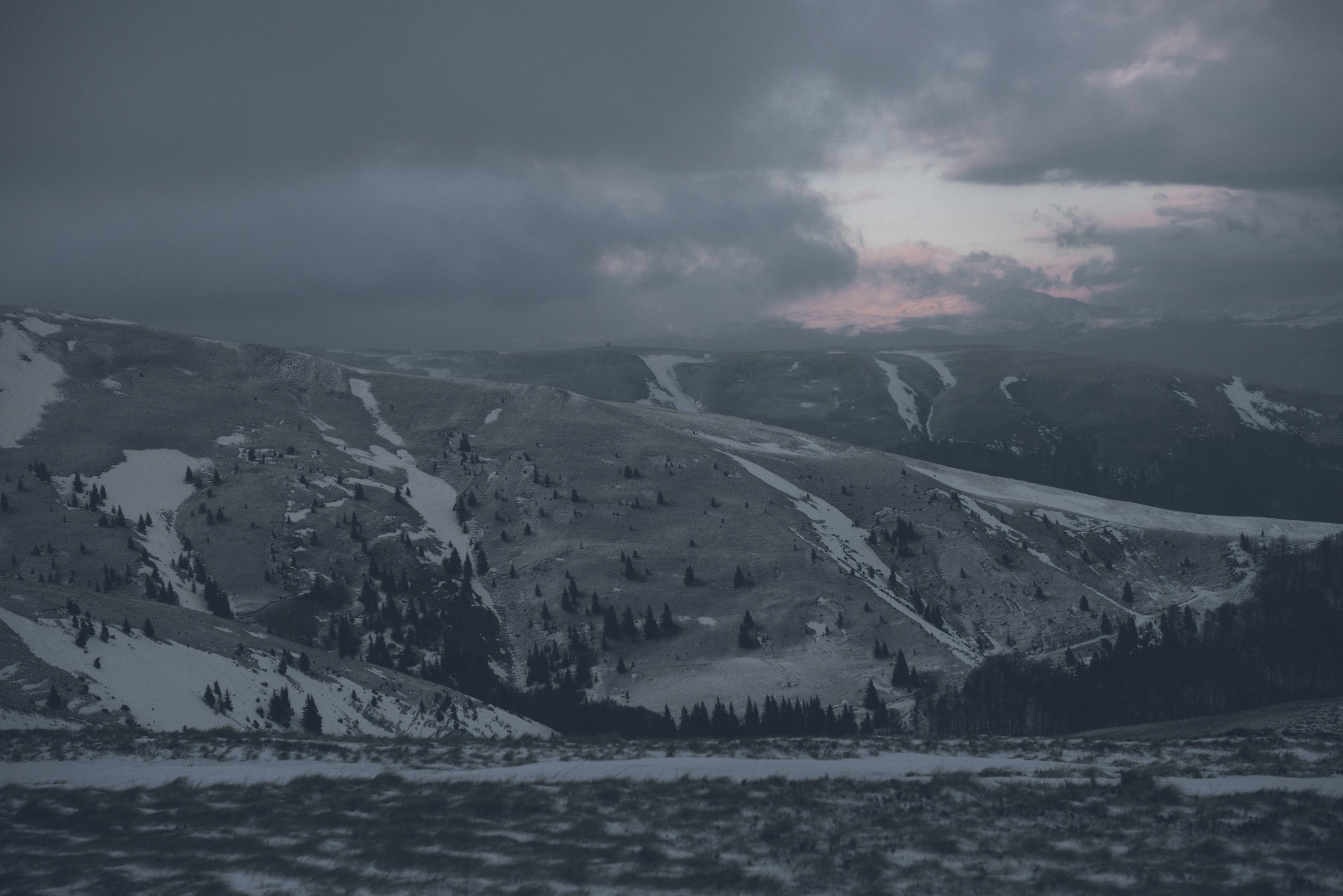 Mountains Romania Dusk Winter